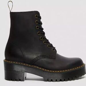 Dr. Martens Black Leather Chunky Heel Boot